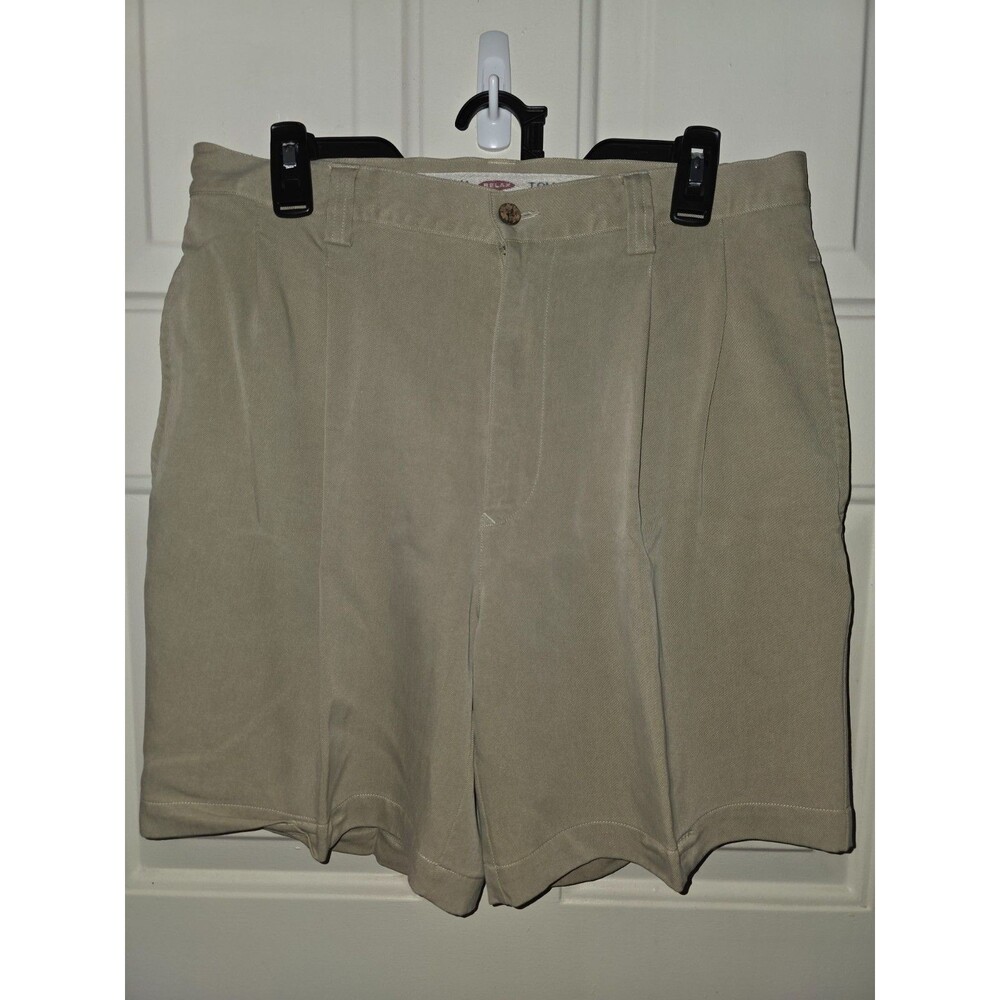 Tommy Bahama Shorts Men’s 34 Tan 100% Silk Pleated Front Chino Golf Beach